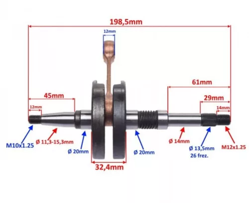 Főtengely Honda DIO ZX / AF34 / AF35 32.5mm