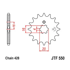 Lánckerék első JTF550 428 14 fogas