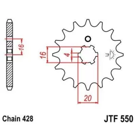 Lánckerék első JTF550 428 16 fogas