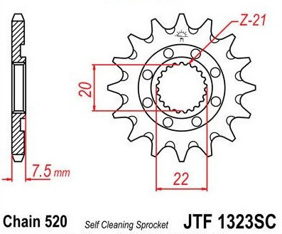 Lánckerék első JTF1323SC 520 13 fogas