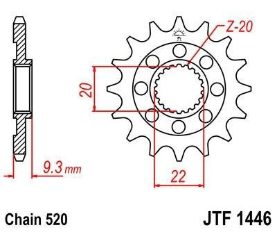 Lánckerék első JTF1446SC 520 13 fogas