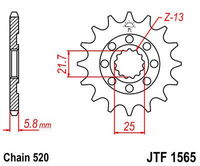 Lánckerék első JTF1565SC 520 13 fogas