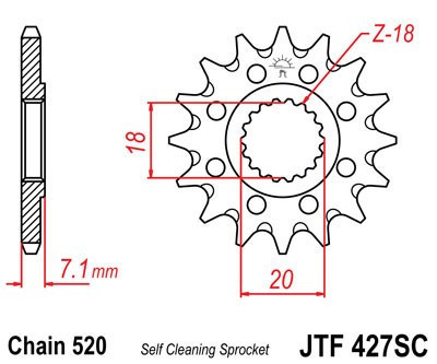 Lánckerék első JTF427SC 520 13 fogas