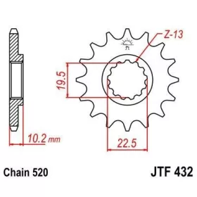 Lánckerék első JTF432SC 520 13 fogas