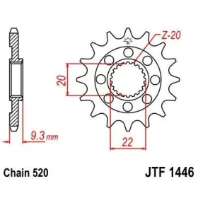 Lánckerék első JTF1446SC 520 14 fogas