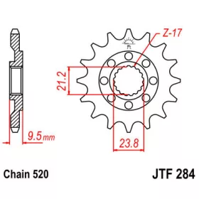 Lánckerék első JTF284SC 520 14 fogas