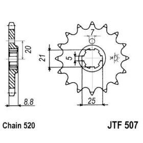 Lánckerék első JTF507 520 14 fogas