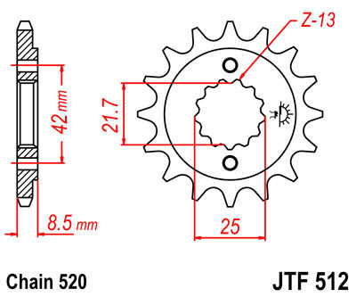 Lánckerék első JTF512 520 15 fogas