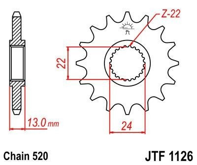 Lánckerék első JTF1126 520 16 fogas