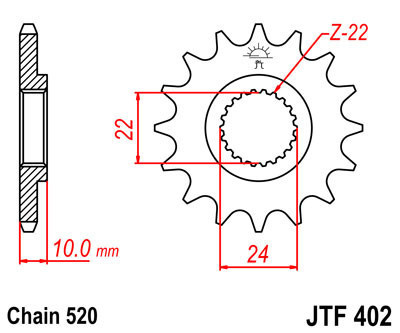 Lánckerék első JTF402 520 16 fogas