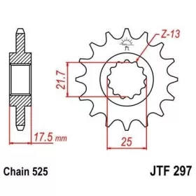 Lánckerék első JTF297 525 15 fogas