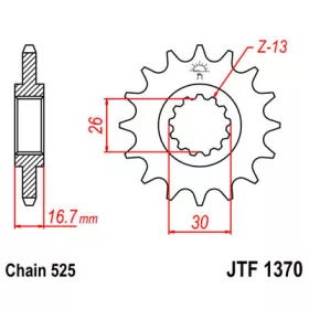 Lánckerék első JTF1370 525 16 fogas