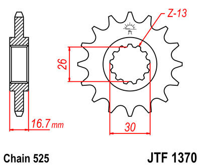 Lánckerék első JTF1370 525 16 fogas