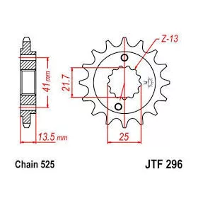 Lánckerék első JTF296 525 16 fogas