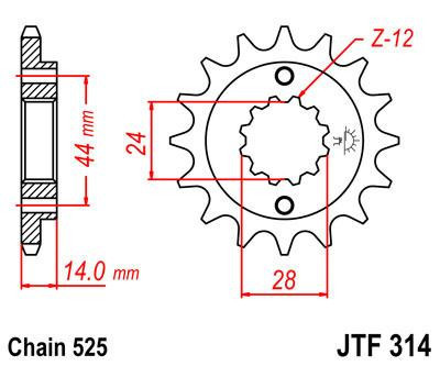 Lánckerék első JTF314 525 16 fogas