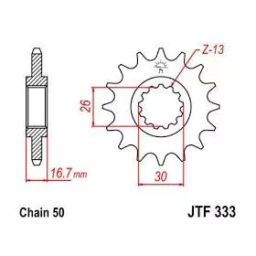 Lánckerék első JTF333 530 16 fogas