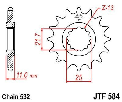 Lánckerék első JTF584 532 16 fogas