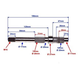 Hásó tengely (végáttétel) 186mm