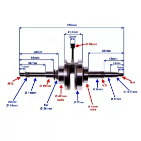   Főtengely SYM 50 FIDDLE III 4T, FIDDLE II 4T, JET 4, ORBIT II 4T, ORBIT I 4T, SYMPHONY 4T / PEUGEOT 50 LUDIX 4T, TWEET 4T, SPEEDFIGHT 3 4T