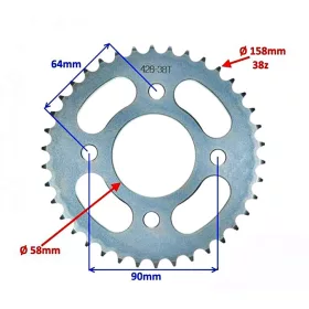 Lánckerék hátsó 428 38 fogas Romet R125 / Romet R150