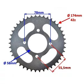Lánckerék hátsó 428 42 fogas Suzuki GN125