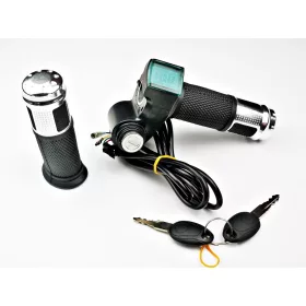   Gázkar töltöttség visszajelzővel és gyújtáskapcsolóval (skálás) EZÜST - elektromos kerékpárhoz