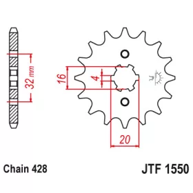 Lánckerék első 428 14 fogas JTF1550.14