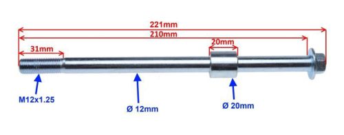 Tengely első 12x210mm JUNAK