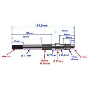 Hátsó tengely (végáttétel) ATV 150ccm