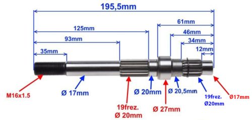 Hátsó tengely (végáttétel) ATV 150ccm