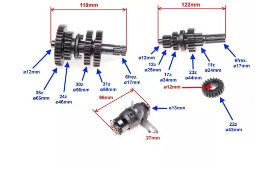 Váltó fogaskerék szett 3+1 sebességes ATV 110ccm