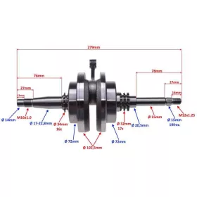   Főtengely 4T HONDA 125 SH 2001-2012 4T, 125 DYLAN, 125 NES@, 125 PANTHEON, 125 PS, 125 SWING 14-es csapszeges