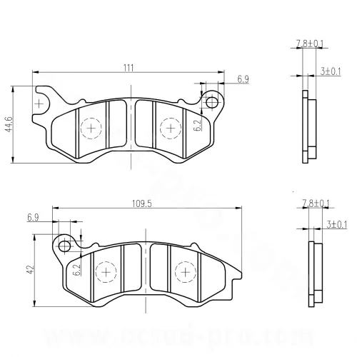 Fékbetét HONDA SH 125 /150CC PCX 2009-19 / PEUGEOT SATELIS / DJANGO 50 / 125CC 2014-17 / PIAGGIO LIBERTY / MEDLEY
