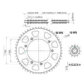 Lánckerék szett PEUGEOT XP6 2002-től  420 13X52